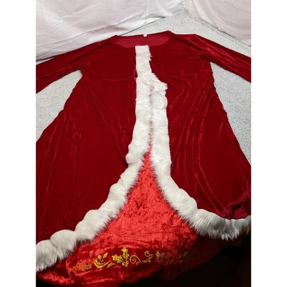 Mrs Santa Claus Velvet Costume Christmas Womens 4XL Hooded Belt Gloves New - Picture 2 of 16